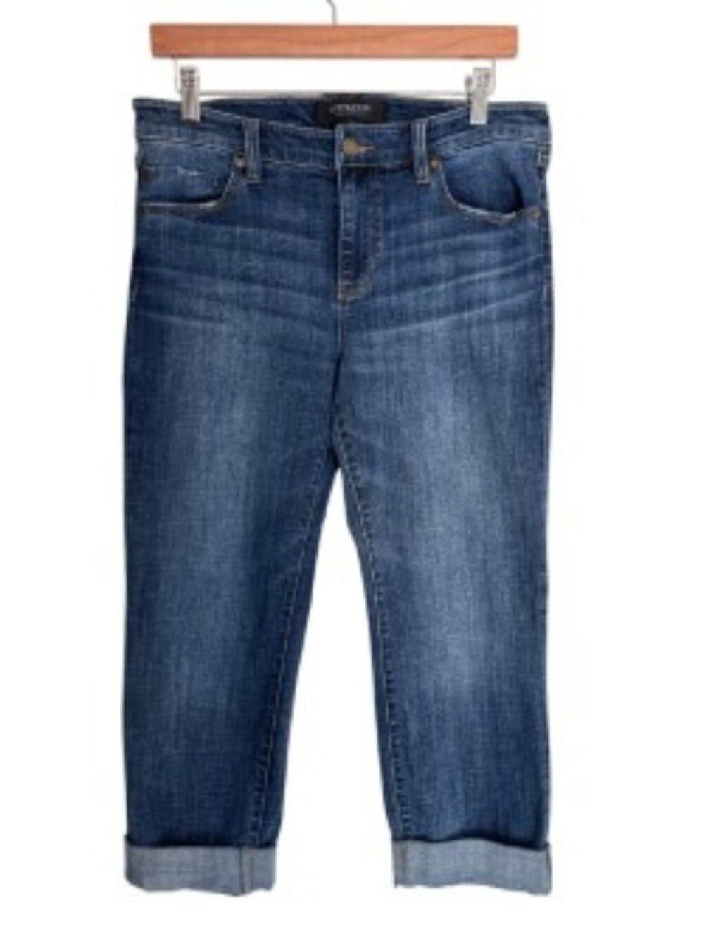Liverpool Charlie Crop Wide Rolled Cuff Jeans 30